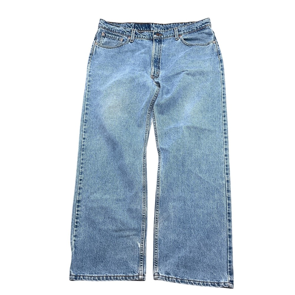 Levis 505 Jeans Men 42W 30L Blue Fade Regular Fit Straight Leg‎ USA Bat Wing VTG